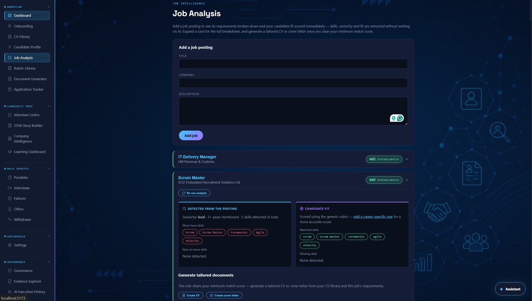 ATS Engine Job Analysis Page